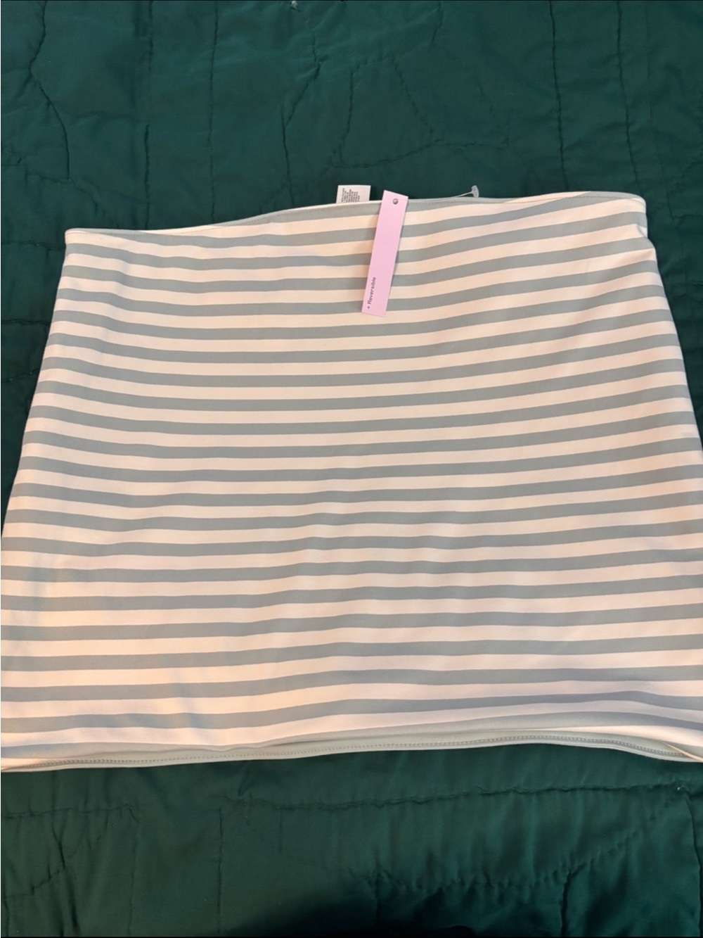 White and Light Bue Striped Tube Top - Reversible